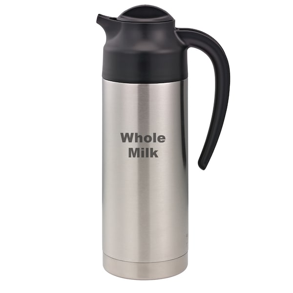 Service Ideas SteelVac Creamer, Etched Whole Milk, Vacuum Insulated Carafe, Stainless Vacuum, 1 Liter S2SN100WHOLEET - main
